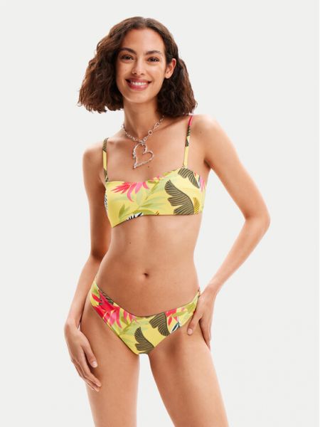 Bikini cu model floral Desigual galben