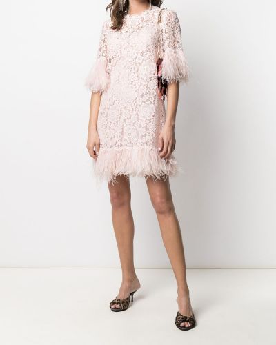 Vestido de cóctel con plumas de encaje de plumas Dolce & Gabbana rosa