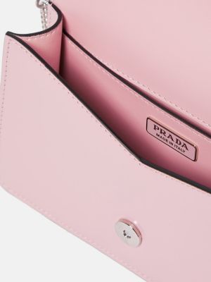 Δερμάτινη τσάντα ώμου Prada ροζ