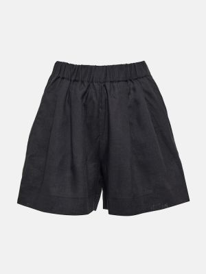 Pantalones cortos de lino bootcut Asceno negro