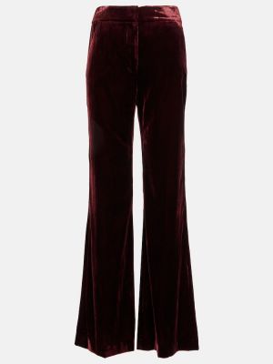 Aksamitne spodnie z wysoką talią Veronica Beard czerwone