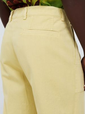 Βαμβακερό παντελόνι Dries Van Noten κίτρινο