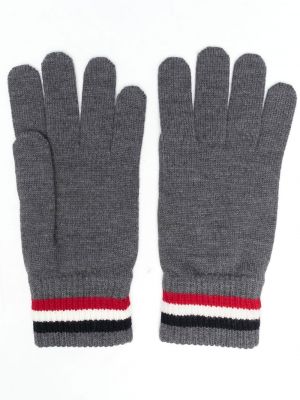 Pletene rokavice s črtami Moncler siva