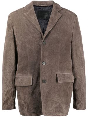 Semsket skinn lang blazer Giorgio Brato brun