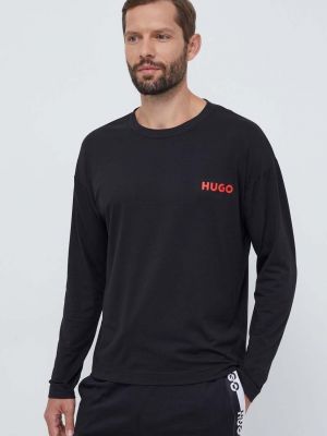Tričko s dlouhým rukávem s dlouhými rukávy Hugo černé