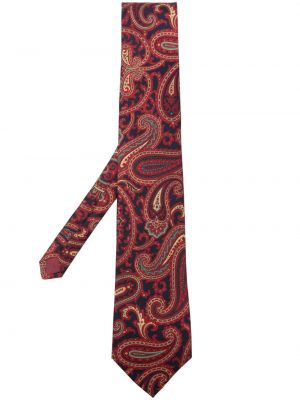 Jedwabny krawat z nadrukiem z wzorem paisley Fursac czerwony