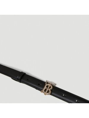 Cinturón de cuero con hebilla Burberry negro