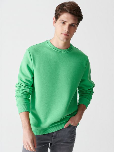 Medvilninis fliso džemperis Avva žalia