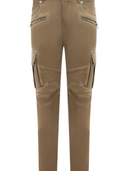 Бежевые хлопковые брюки карго Balmain
