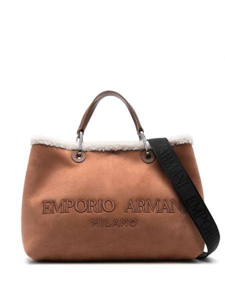 Skuldertaske med broderier Emporio Armani brun