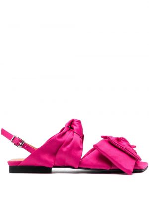 Satenaste sandali z lokom Ganni roza