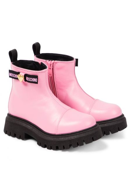 Læder støvletter for piger Moschino Kids pink