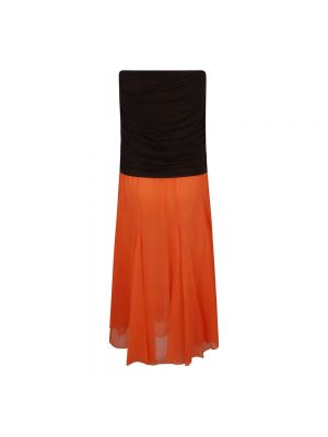 Sukienka midi szyfonowa z dżerseju Tory Burch pomarańczowa