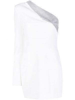Коктейлна рокля с кристали Genny бяло