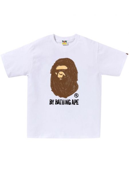 Kokvilnas t-krekls ar apdruku A Bathing Ape® balts