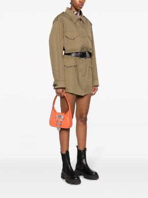Křišťálová kožená kabelka s přezkou Moschino Jeans oranžová