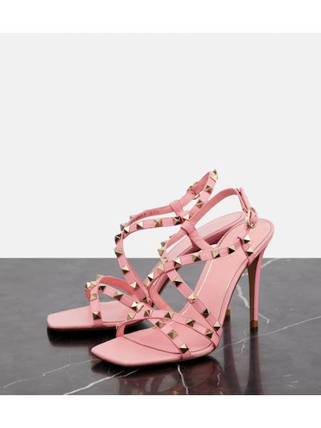 Dabīgās ādas sandales Valentino Garavani rozā