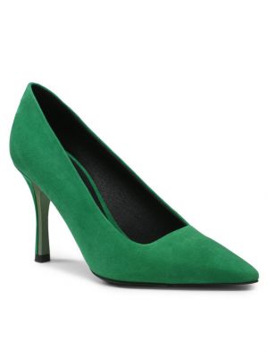 Полуотворени обувки с ток с ток Furla зелено