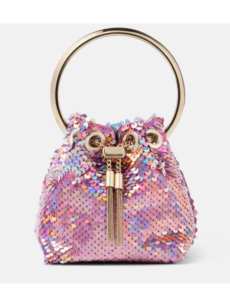 Sacs à chaîne à paillettes Jimmy Choo rose