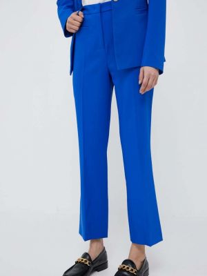 Jednobarevné kalhoty s vysokým pasem Artigli modré