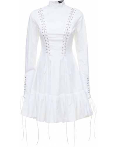 Bavlněné mini šaty na zip Rochas - bílá