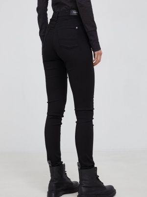 Pantaloni cu talie înaltă Pepe Jeans negru