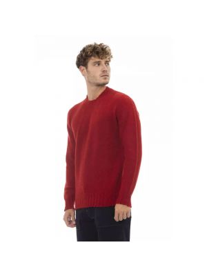 Sweter wełniany z okrągłym dekoltem Alpha Studio czerwony