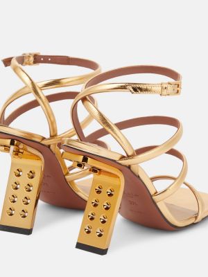 Kožené sandále Alaã¯a zlatá