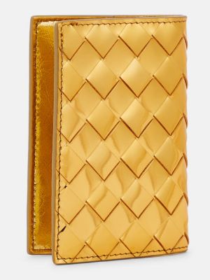 Bőr pénztárca Bottega Veneta aranyszínű
