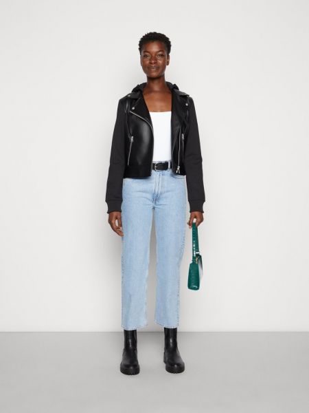 Kurtka skórzana ze skóry ekologicznej Calvin Klein Jeans czarna