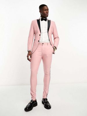 Розовые брюки-смокинг скинни Selected Homme