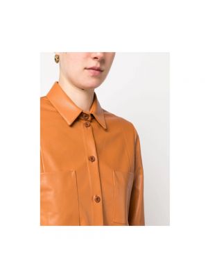 Camisa de cuero con bolsillos Drome marrón