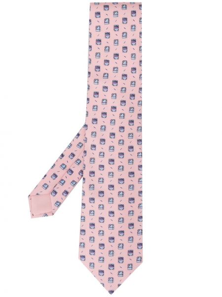 Corbata con estampado geométrico Hermès rosa