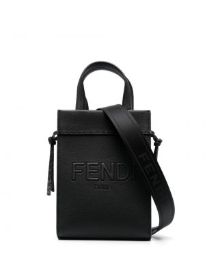 Usnjena nakupovalna torba Fendi črna