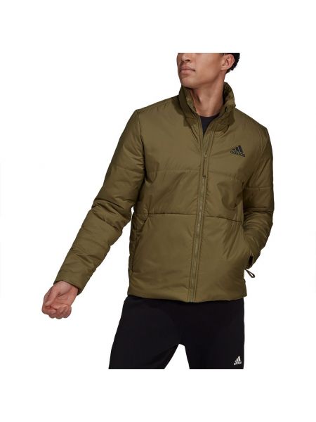 Утепленная куртка в полоску Adidas зеленая
