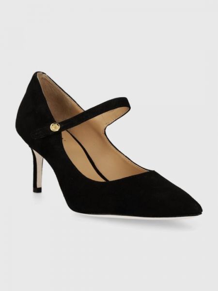 Замшевые туфли на каблуке на высоком каблуке Lauren Ralph Lauren черные