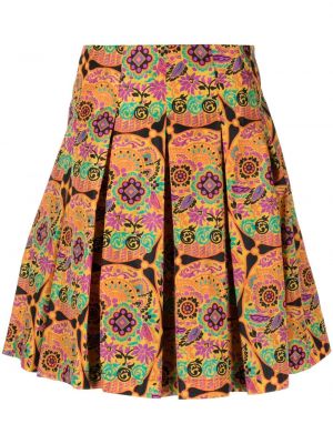 Plisované květinové sukně s potiskem Prada Pre-owned oranžové