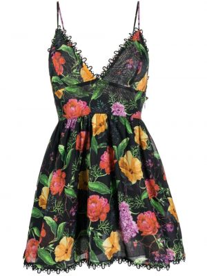 Květinové mini šaty s potiskem Charo Ruiz Ibiza černé
