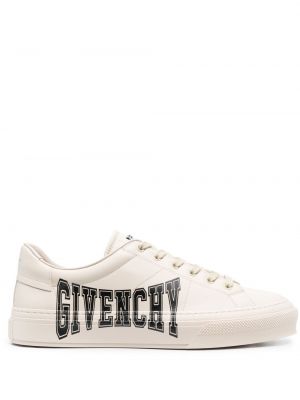 Sneakersy skórzane z nadrukiem Givenchy beżowe
