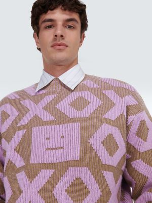 Памучен вълнен пуловер Acne Studios виолетово