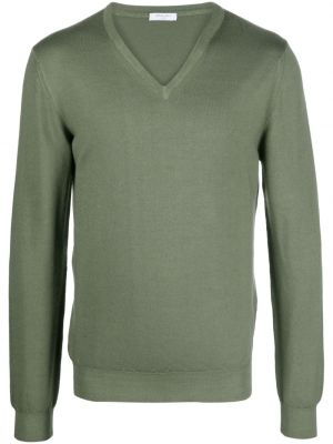 Volneni pulover z v-izrezom Boglioli zelena