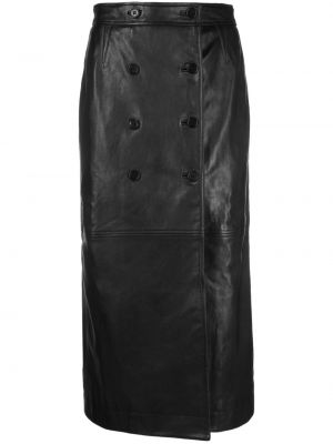 Kožená sukně Alberta Ferretti černé