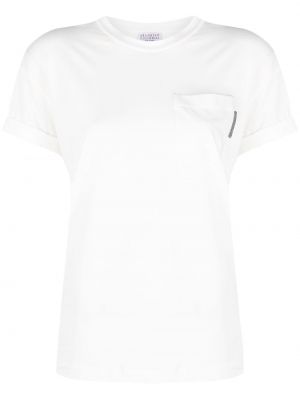 Camiseta con bolsillos Brunello Cucinelli blanco