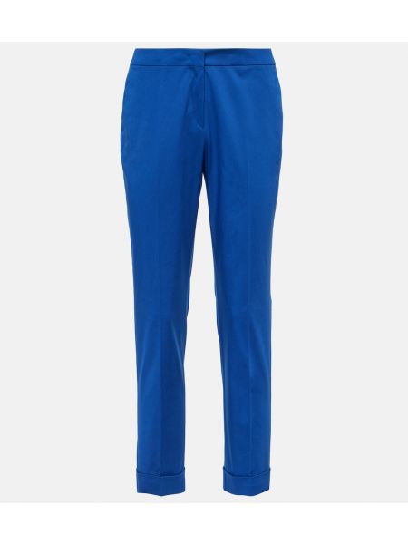 Хлопковые брюки с высокой талией слим Etro синие