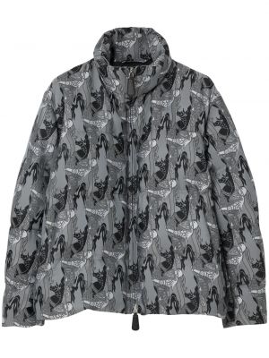 Péřová bunda s potiskem s abstraktním vzorem Burberry šedá