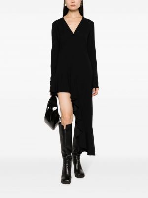 Sukienka długa z falbankami Moschino Jeans czarna