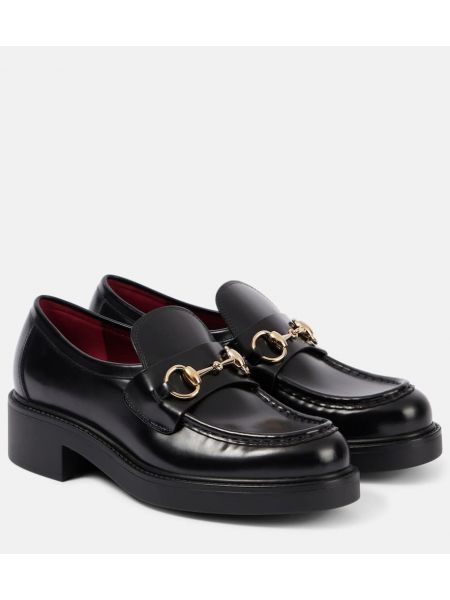 Skinn loafers Gucci svart