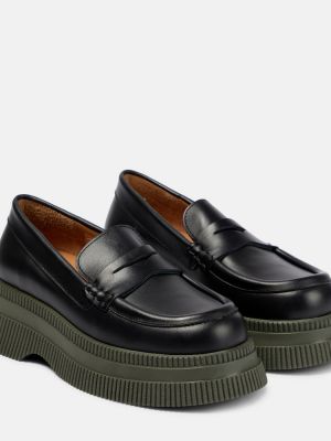 Pantofi loafer din piele Ganni negru