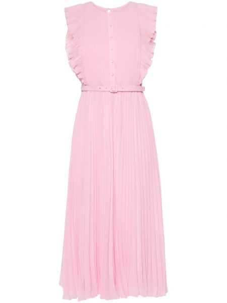 Πλισέ μίντι φόρεμα από σιφόν Self-portrait ροζ