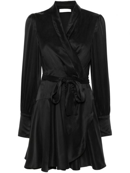 Hedvábné mini šaty Zimmermann černé